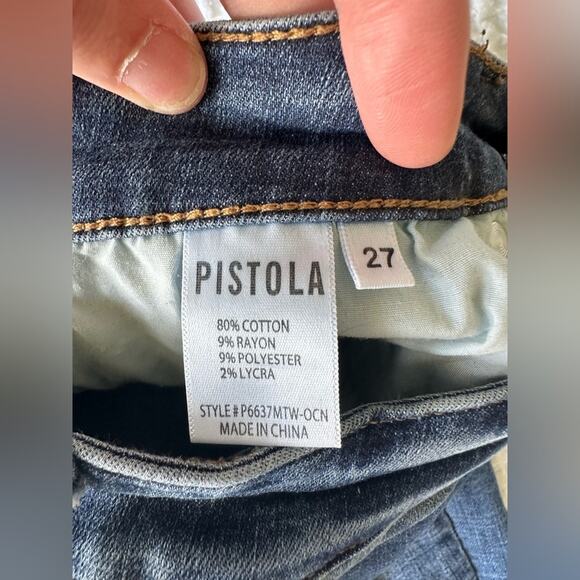 Pistola Skinny High Rise Distressed Knee Rip Jeans Size 27 - Picture 7 of 10